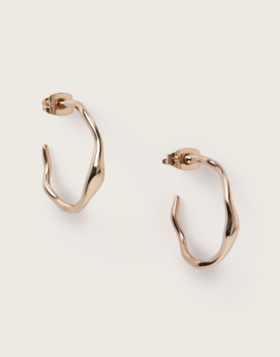 Gold Plated Organic Shaped Midi Hoop Earrings