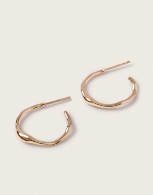 Gold Plated Organic Shaped Midi Hoop Earrings