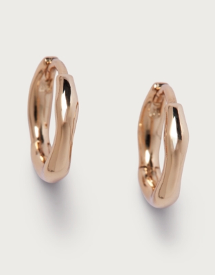 Gold Plated Organic Shaped Mini Hoop Earrings