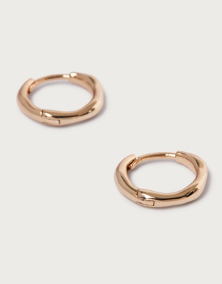Gold Plated Organic Shaped Mini Hoop Earrings