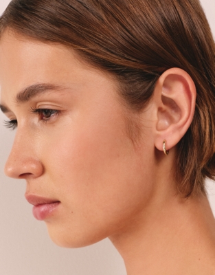 Gold Plated Organic Shaped Mini Hoop Earrings