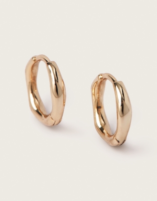 Gold Plated Organic Shaped Mini Hoop Earrings