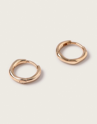Gold Plated Organic Shaped Mini Hoop Earrings