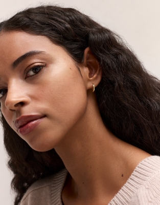 Gold Plated Organic Shaped Mini Hoop Earrings