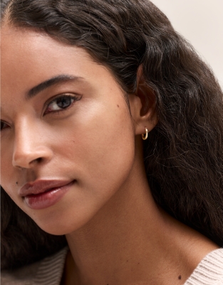 Gold Plated Organic Shaped Mini Hoop Earrings