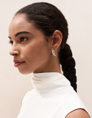 Gold-Plated Pavé Cubic Zirconia Crossover Hoop Earrings