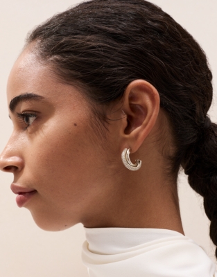 Gold-Plated Pavé Cubic Zirconia Crossover Hoop Earrings