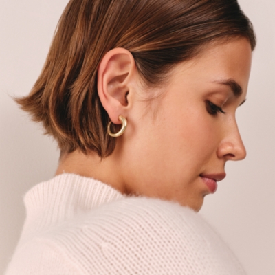 Gold Plated Pointed Midi Hoop Earrings