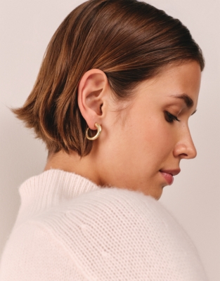 Gold Plated Pointed Midi Hoop Earrings