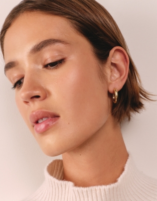 Gold Plated Pointed Midi Hoop Earrings
