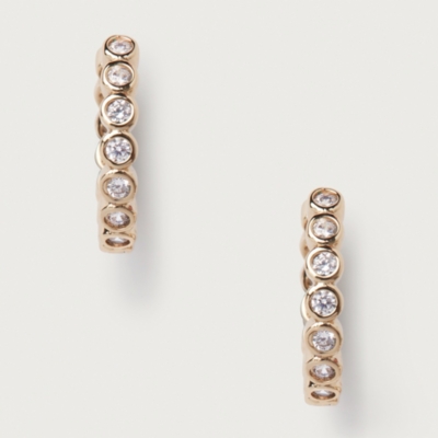Gold Plated Set Stone Huggie Earrings