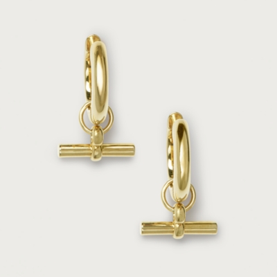 Gold Plated T-Bar Hoop Earrings