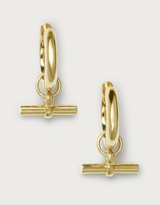Gold Plated T-Bar Hoop Earrings