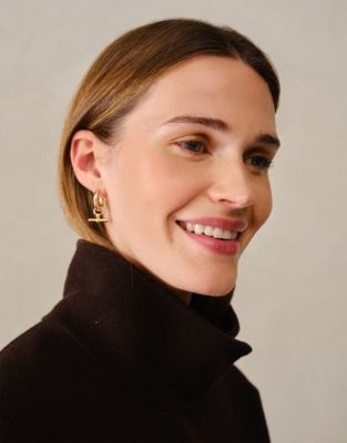 Gold Plated T-Bar Hoop Earrings