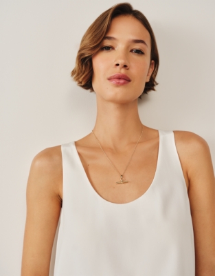 Gold Plated T-Bar Necklace