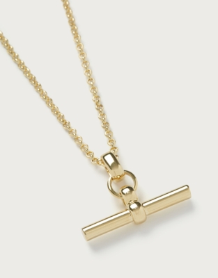 Gold Plated T-Bar Necklace