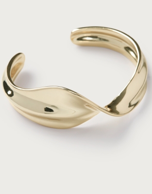 Gold Plated Wave Cuff Bracelet