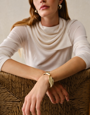 Gold Plated Wave Cuff Bracelet