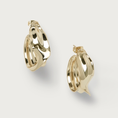 Gold Plated Wave Hoop Earrings