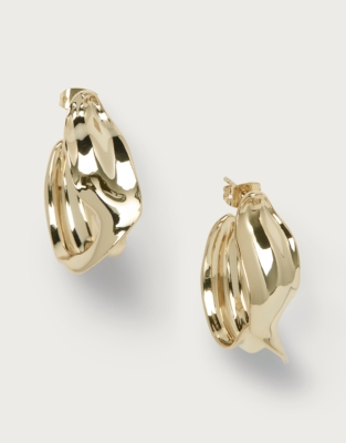 Gold Plated Wave Hoop Earrings