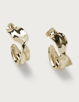 Gold Plated Wave Hoop Earrings