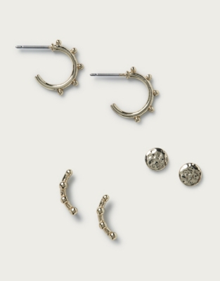 Gold Stud Earrings Set of 3 Accessories Sale The White Company UK