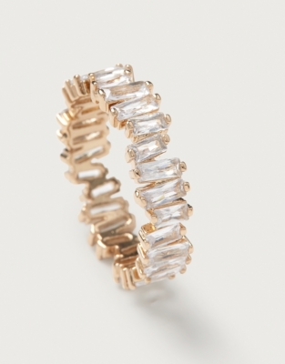 Gold-plated CZ Baguette Stone Ring