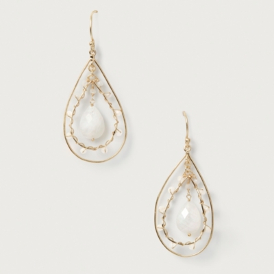Gold-plated Teardrop Moonstone Earring