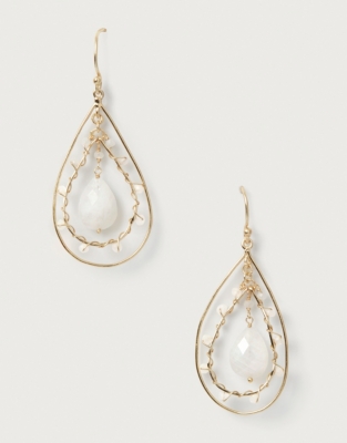Gold-plated Teardrop Moonstone Earring