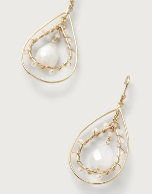 Gold-plated Teardrop Moonstone Earring