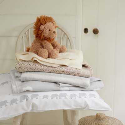 Gray Elephant Baby Blanket Blankets The White Company US