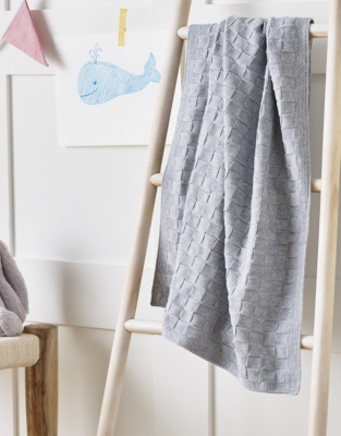 Grey Knitted Patchwork Baby Blanket