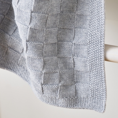 Grey Knitted Patchwork Baby Blanket