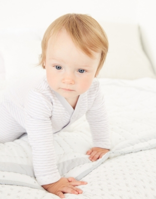 Grey Quilted Sleepsuit Baby & Children's Sale The White Company UK