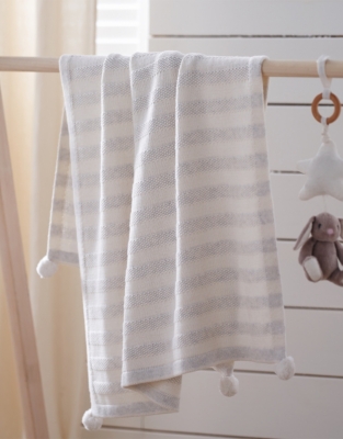 Grey Stripe Cotton Cashmere Baby Blanket