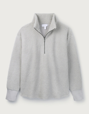 Half-Zip Borg Sweatshirt | Loungewear | The White Company UK