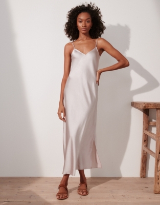 Hammered Satin Slip Dress