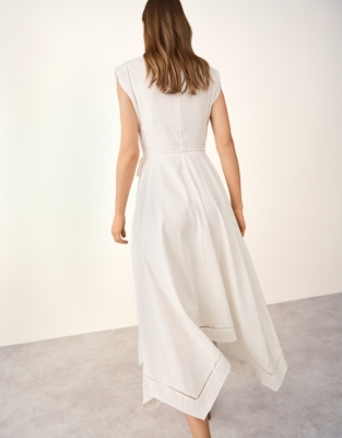 Handkerchief Hem Dress with Ladder Detail - Porcelain
