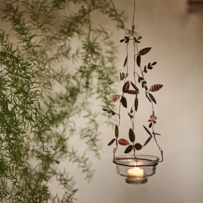 Hanging Flower Tealight Holder - Bronze