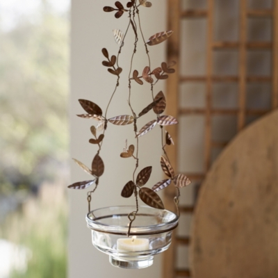 Hanging Flower Tealight Holder - Bronze