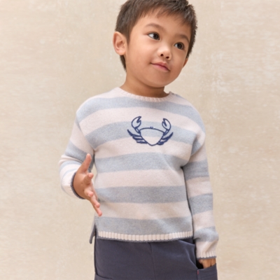 Happy Crab Striped Jumper — with Cashmere (0–4yrs)