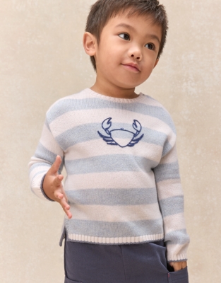 Happy Crab Striped Jumper — with Cashmere (0–4yrs)
