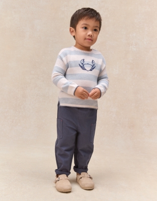 Happy Crab Striped Jumper — with Cashmere (0–4yrs)