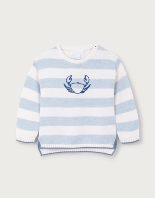 Happy Crab Striped Jumper — with Cashmere (0–4yrs)