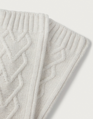 Heart Cable Bed Socks with Cashmere - Cloud Marl