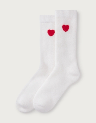 Heart Motif Detail Bed socks with Cashmere