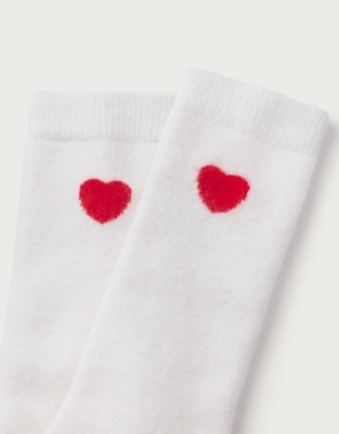 Heart Motif Detail Bed socks with Cashmere