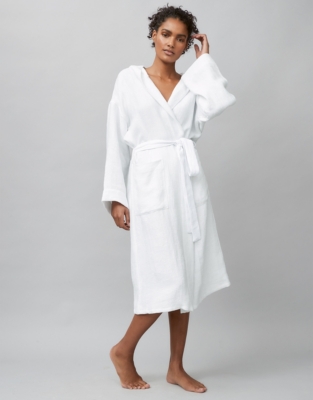 Heavy Linen Weave Robe Nightwear & Robes Sale The White Company UK