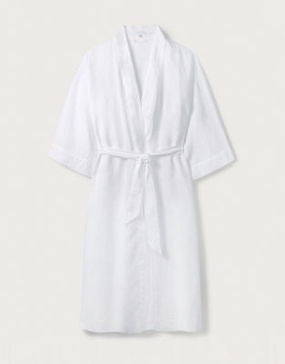 Heavy Linen Weave Robe Nightwear & Robes Sale The White Company UK