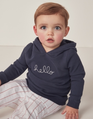Hello Embroidered Hoodie (0–18mths)